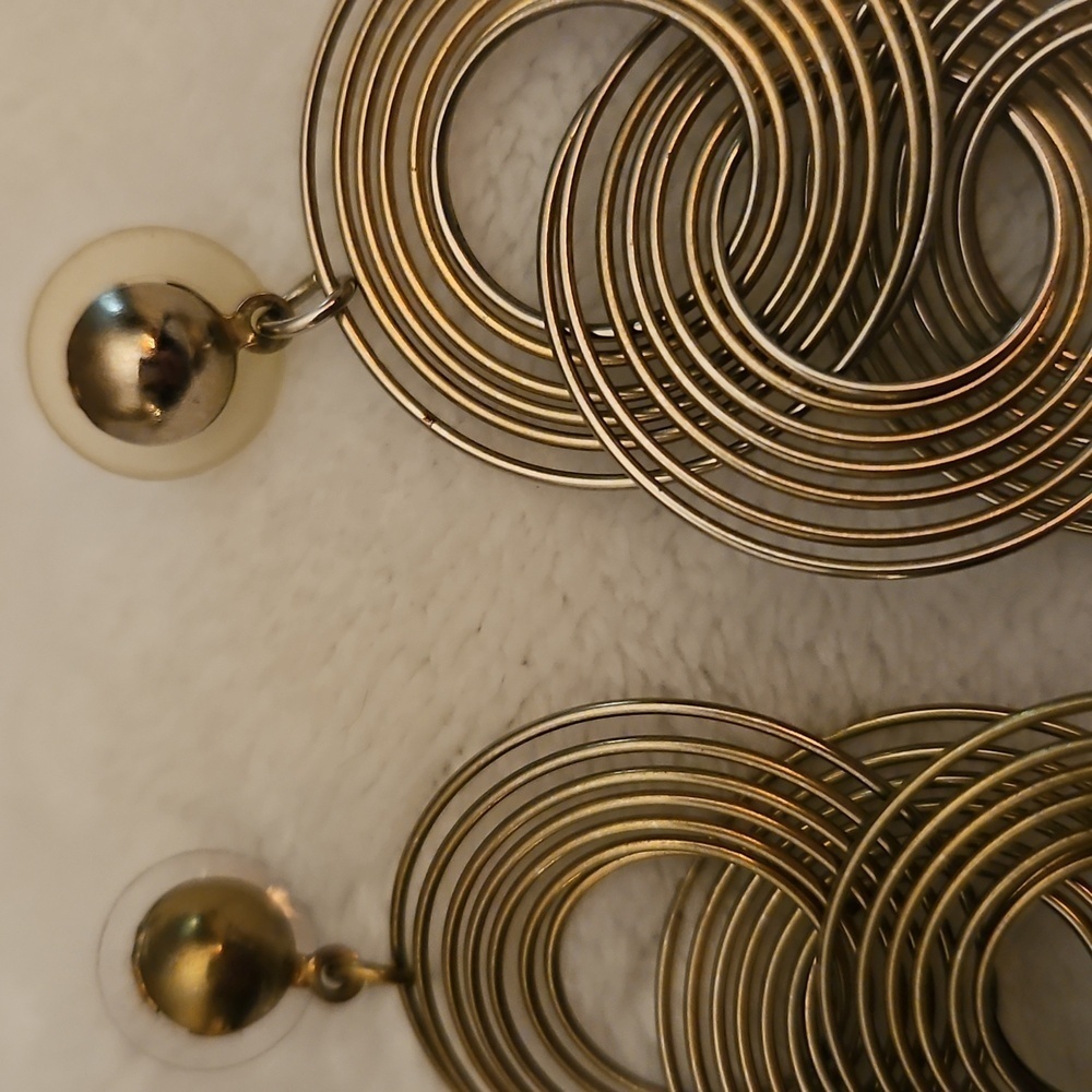 Vintage Spiral Atomic Mod Link Statement Dangle E… - image 4